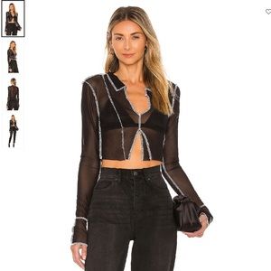 Superdown Mariah Contrast Sheer Top